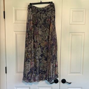 Floral Chiffon Maxi Skirt - Gray Multicolor